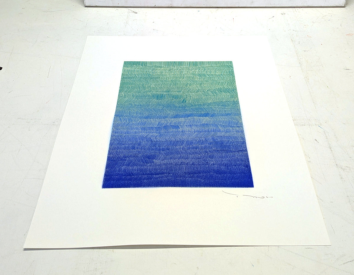 Tehos - Grand Carré long 2025-06 dessin abstrait original signé