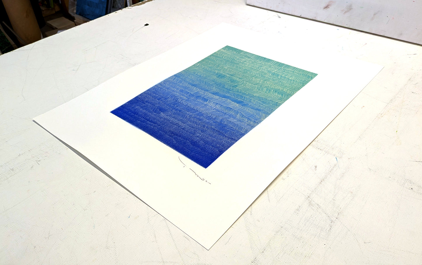 Tehos - Grand Carré long 2025-06 dessin abstrait original signé