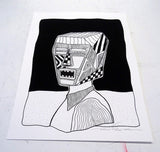 The big fat boy - Man with Cubic Head - Hand draw signed