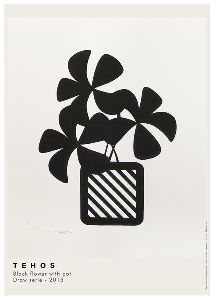 Tehos Art Poster print - impression affiche d'exposition affiche artiste - Black flowers V2