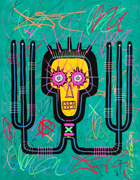 The Big fat boy - Original painting on art paper - Wide pink eyes