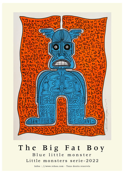 Copie de The big fat boy Art Poster print - impression affiche d'exposition affiche artiste - Blue little monster