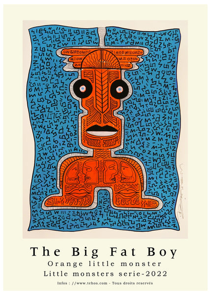 The big fat boy Art Poster print - impression affiche d'exposition affiche artiste - Orange little monster